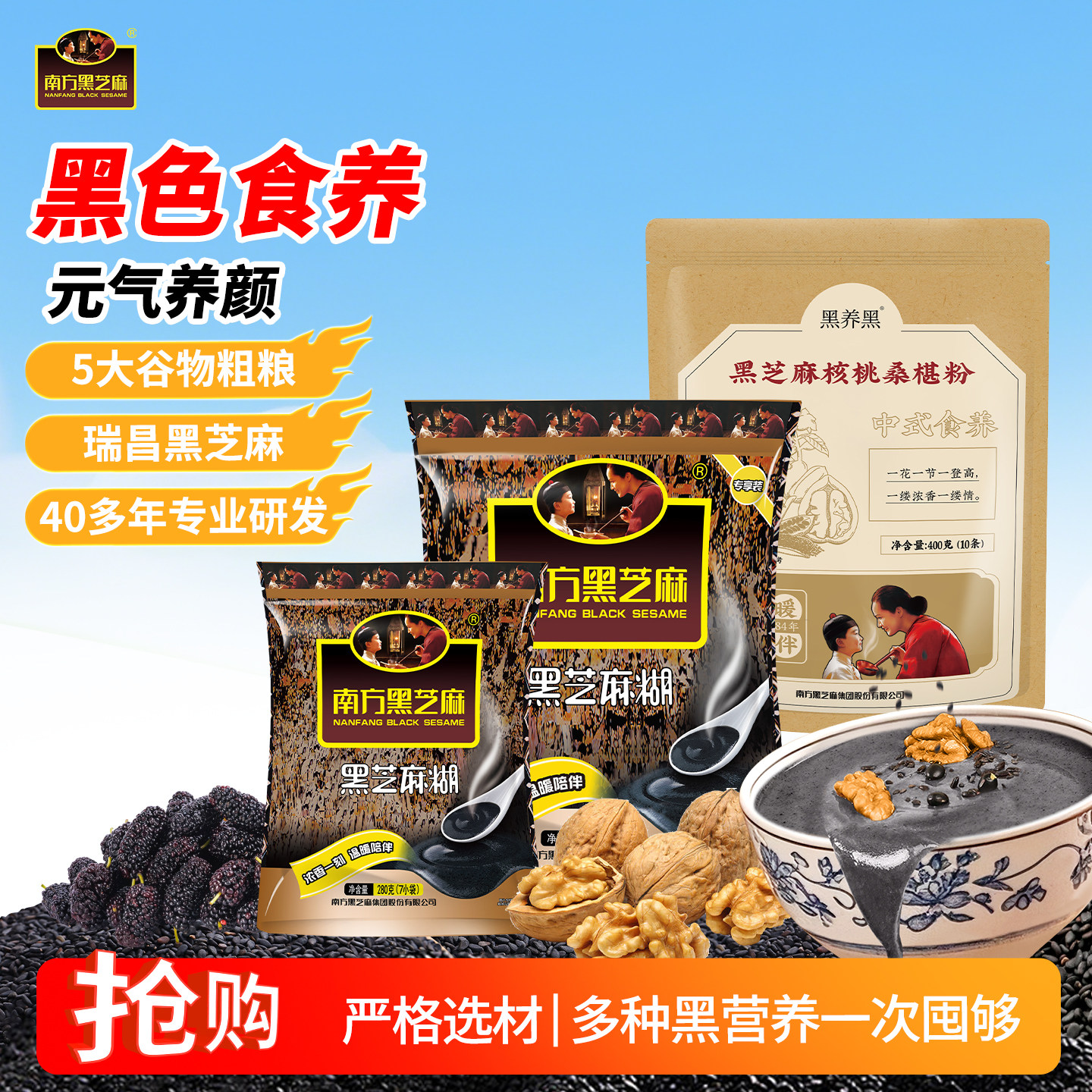 南方黑芝麻糊核桃桑椹粉膳食组合早餐冲泡即食代餐