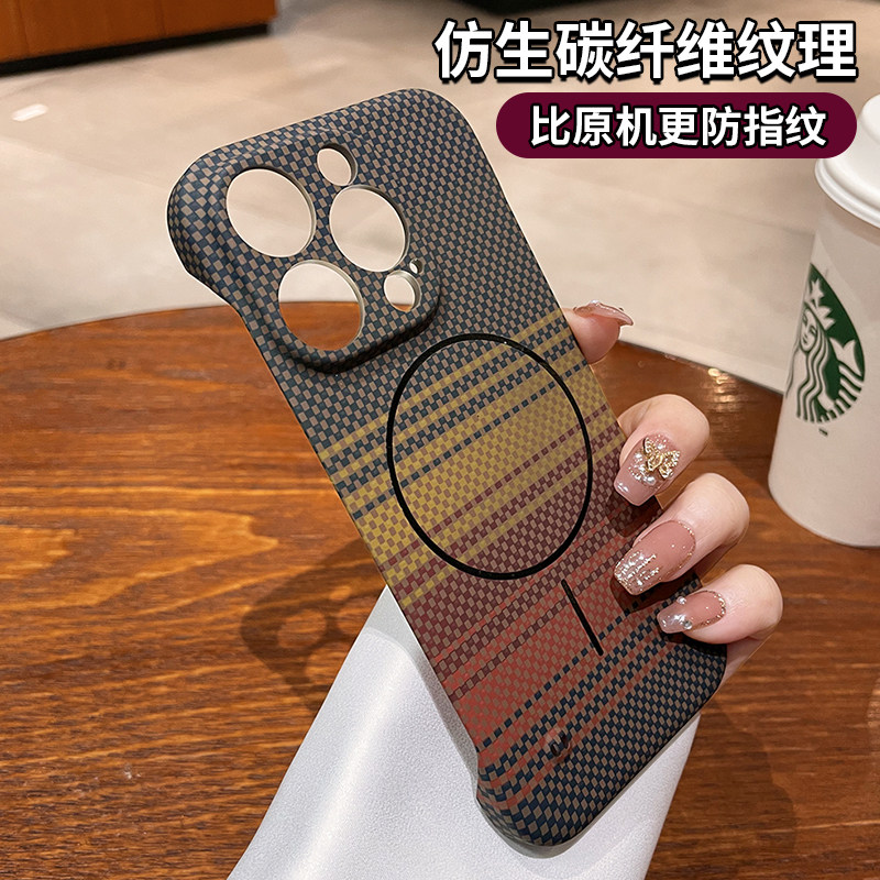 适用苹果16pro手机壳新款iPhone17promax凯拉夫Air碳纤维纹15Pro超薄13无边框14PRO保护套12磁吸5g简约高级11