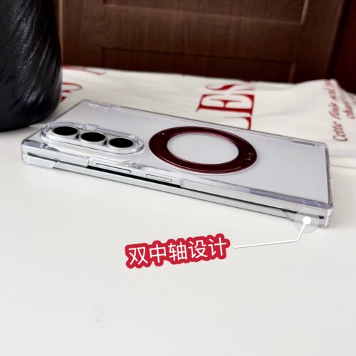 适用三星zfold8ultra手机壳透明超薄内嵌旋转磁吸支架Galaxy Z Fold8阔折叠屏双中轴Zfold7防摔简约高档后壳