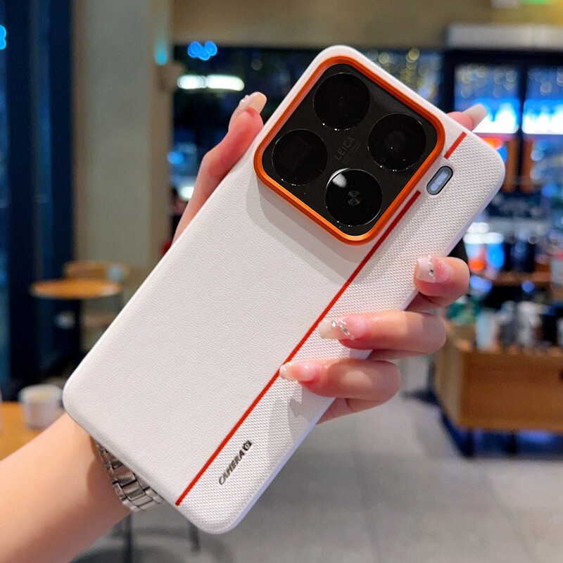 适用小米15手机壳电镀拼接小米14Pro新款皮质米15PRO超薄米14pro素皮高级mi15商务外壳5g男女防摔保护套镜头