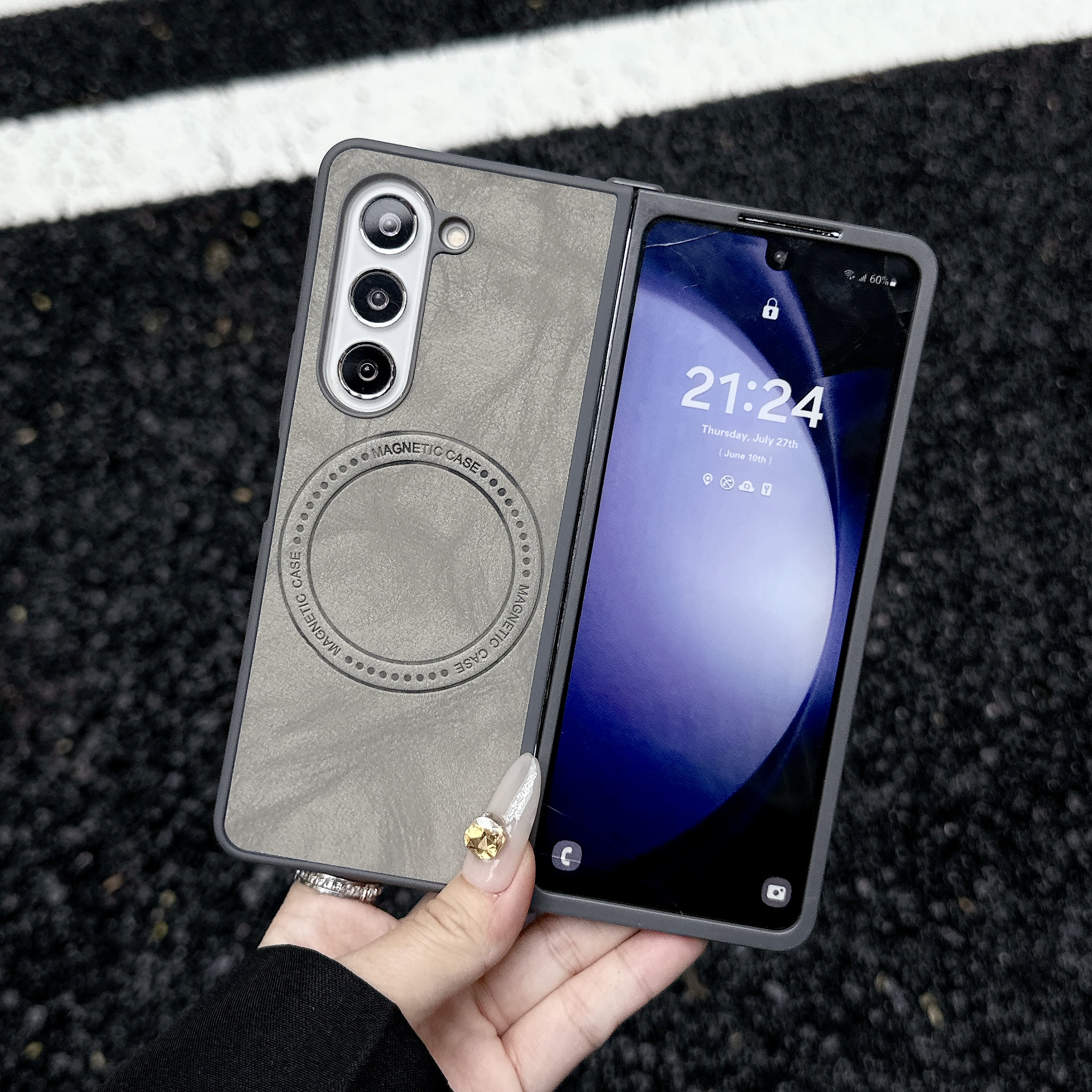 适用三星zfold6手机壳zfold5小羊皮w24折叠屏fold4保护套磁吸flod3外壳羊巴皮w23男超薄6新款皮纹商务5代外壳