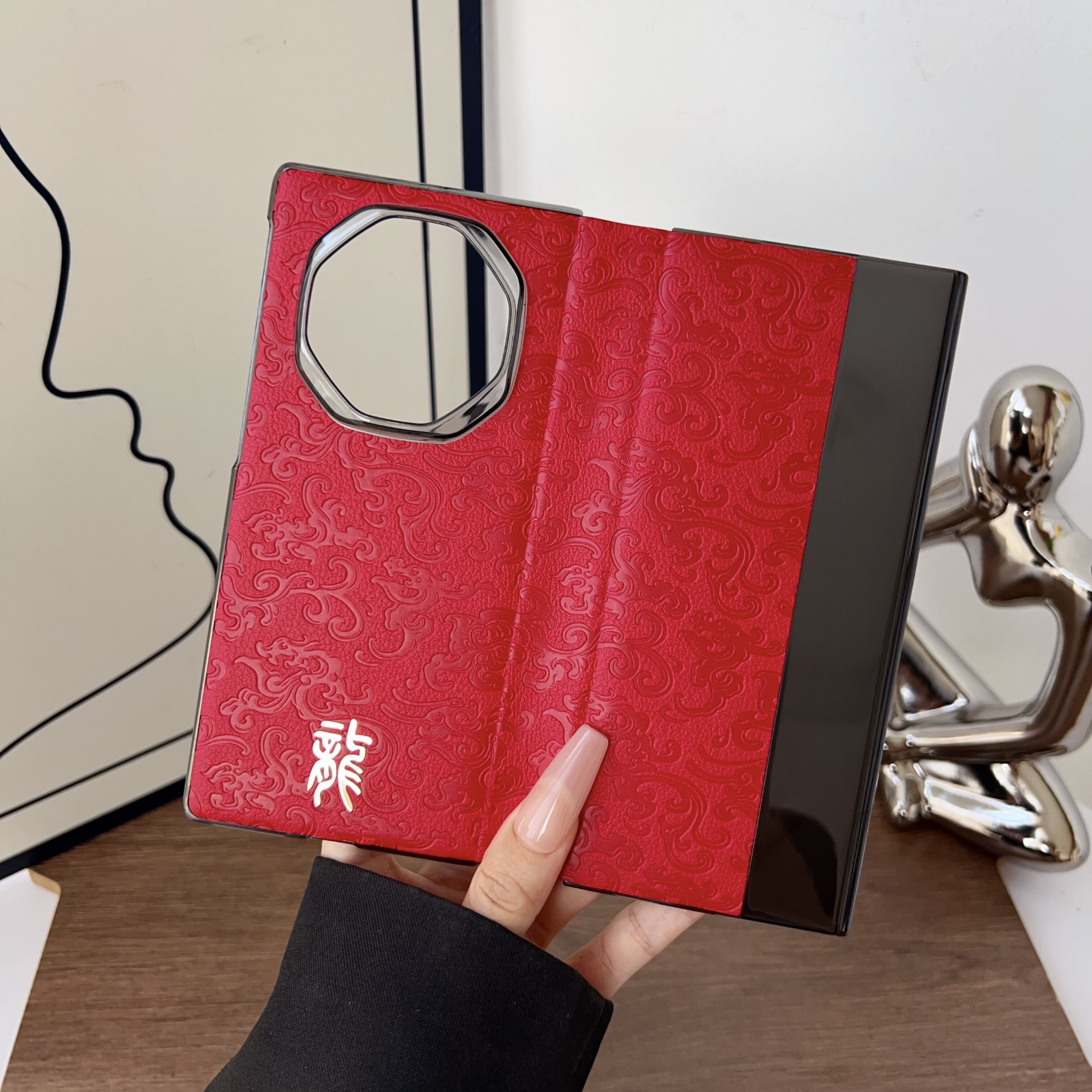 适用华为mateXT非凡大师手机壳新款真皮翻盖xt三折叠屏保护套matext龙纹全包防摔高级感抖音男女商务超薄外壳