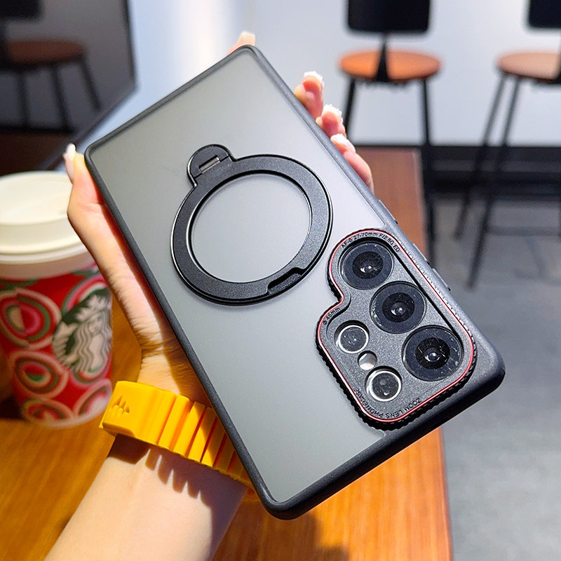 适用三星s25ultra手机壳新款S25+防摔保护套s25edge带磁吸支架透明磨砂S25ULTRA全包镜头Galaxy简约商务男士