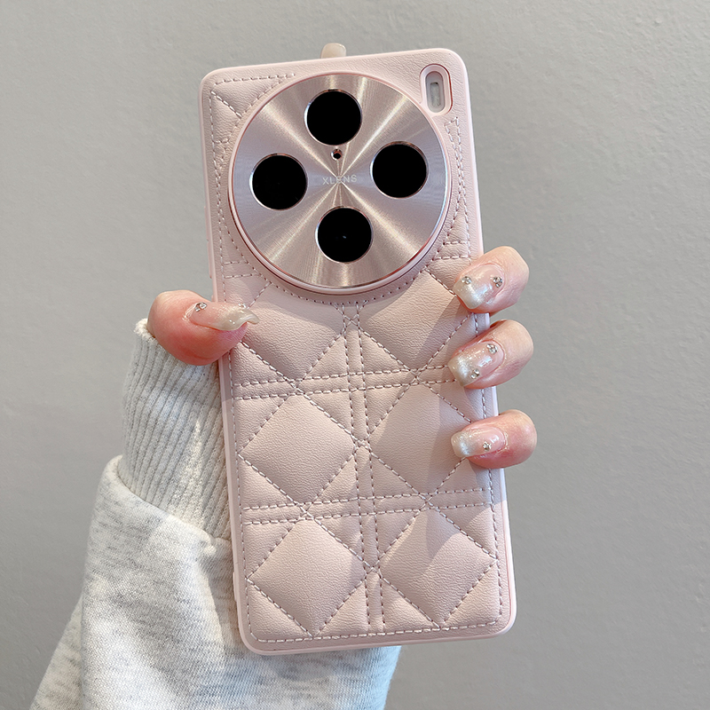 适用菱格羽绒服皮纹vivox200手机壳新款步步高X100pro高级感x100s防摔外壳x100ultra全包保护套5g女网红秋冬