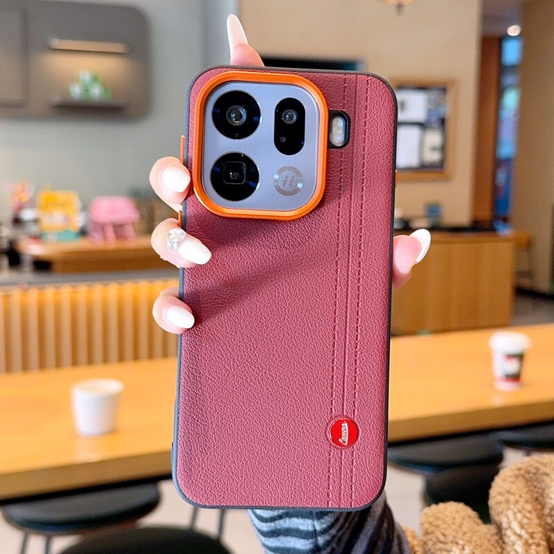 素皮适用oppofindx9手机壳新款皮纹Findx9pro金甲徕卡线纹轻奢FINDX9PRO防摔保护套磨砂简约5g商务男款高级感