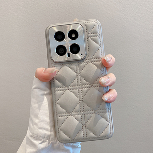 适用菱格羽绒服皮纹小米15手机壳新款米14pro高级感米15PRO防摔外壳mi14全包镜头por保护套5g女网红秋冬时尚