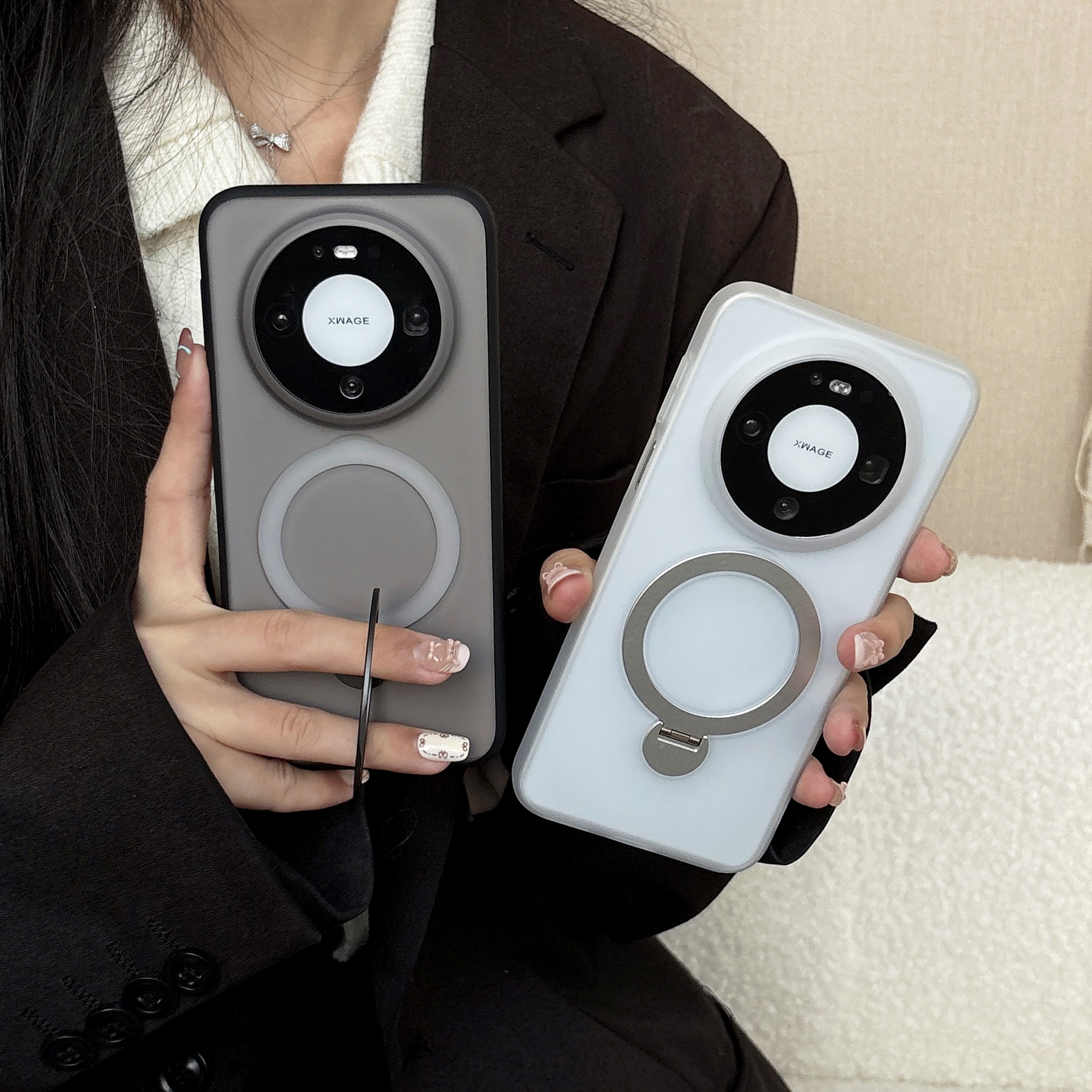 适用华为Mate80ProMax手机壳新款mate60pro+磁吸带360支架透明磨砂Mate70外壳全包防摔mt80高级保护套优享版