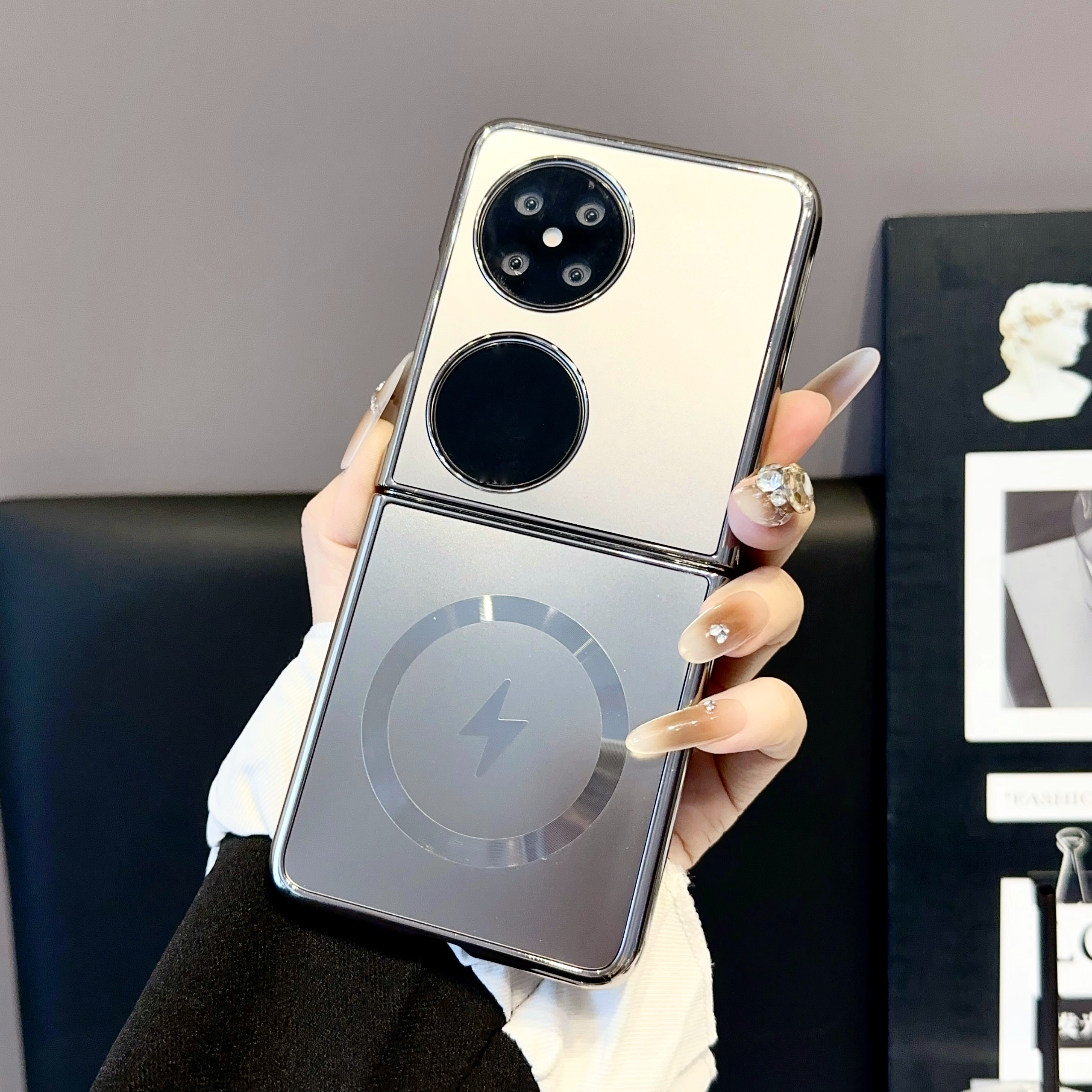适用华为Pocket2手机壳新款P50pockets折叠屏电镀磨砂保护套p50宝盒全包防摔外壳创意磁吸无线充5G男女限量