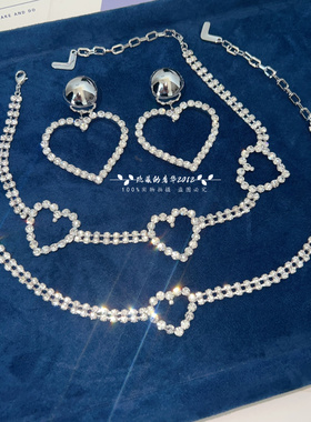 925银镀金满钻镂空爱心choker女士时尚百搭轻奢小众甜美气质项链