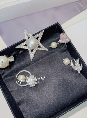 通体925银清新时尚女戒指环施H洛钻欧美流行配饰明星同款正确版