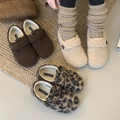 软底复古一字带玛丽珍鞋2025冬配裙子孕妇防滑加绒保暖毛毛鞋女潮