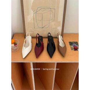 细跟尖头包头凉鞋 后空单鞋 女2026夏季 气质百搭OL通勤鞋 女 新款 法式