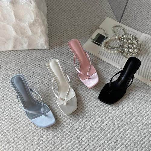 细跟拖鞋女外穿夏季2025新款韩版法式晚晚气质仙女时尚高跟人字拖