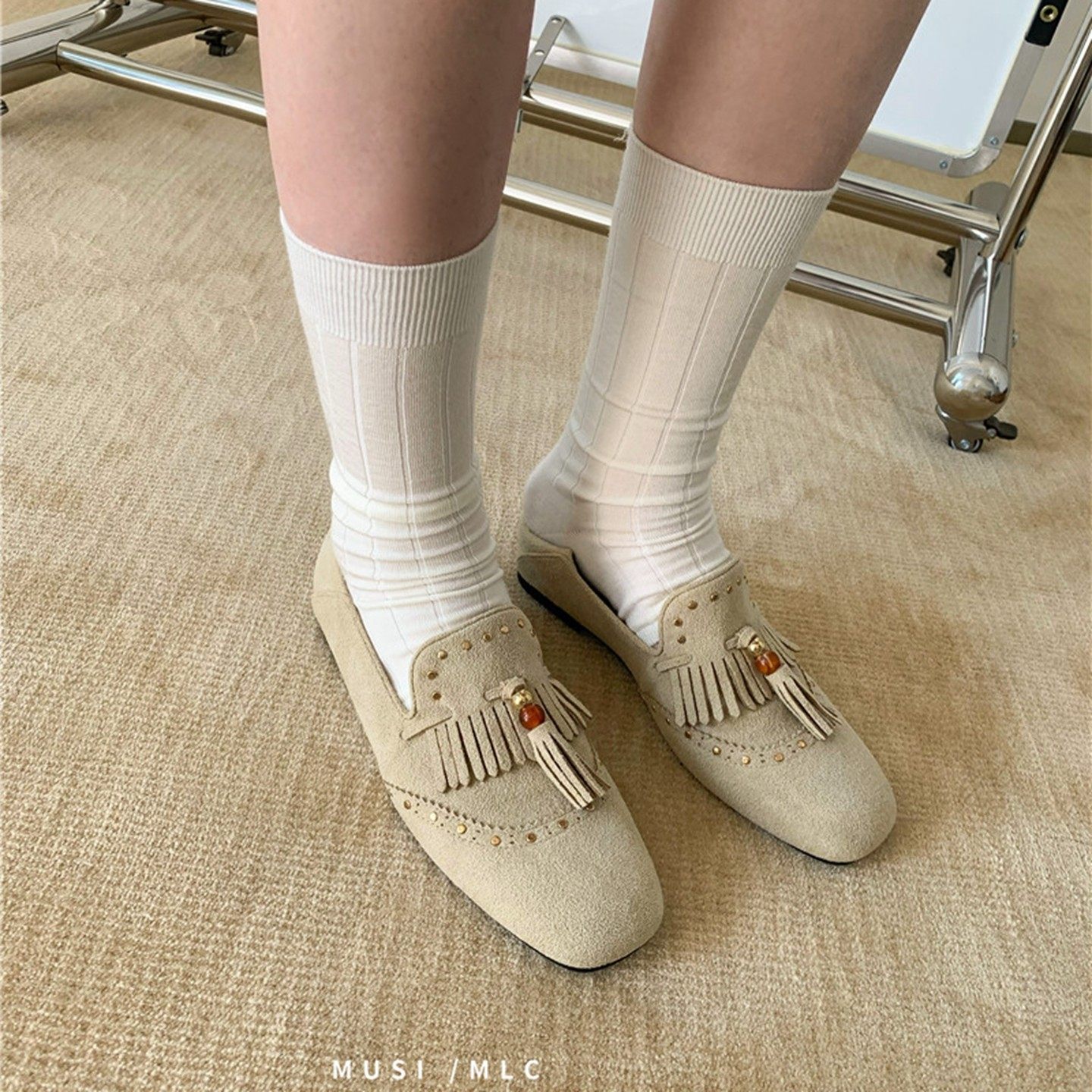 内增高复古雕花流苏单鞋女2026春夏新款一脚蹬豆豆鞋绒面乐福鞋女,女鞋,浅口单鞋,淘宝优惠券,粉丝福利购,淘宝优惠卷