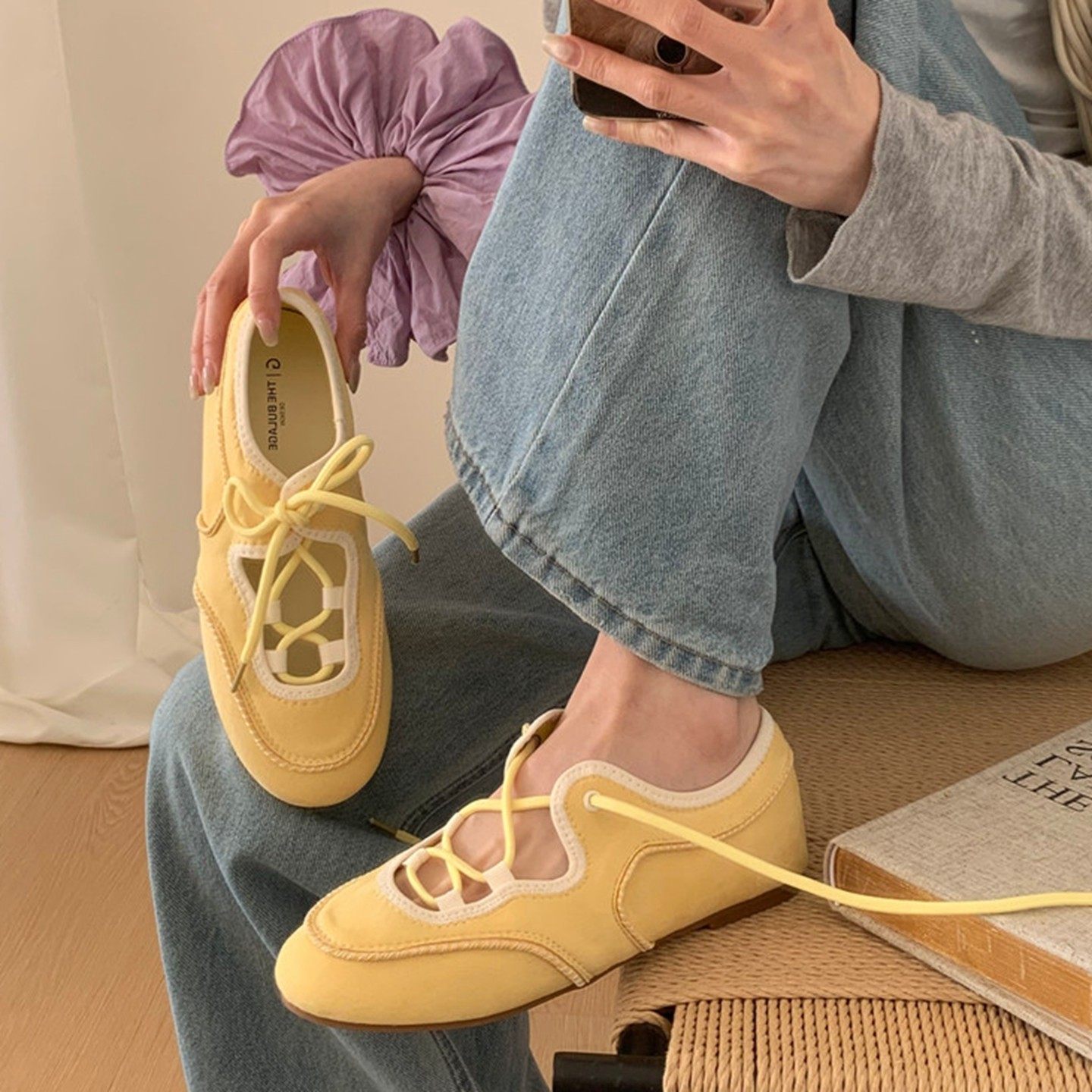 复古平底绒面系带单鞋女2026春季新款韩版百搭小皮鞋运动玛丽珍鞋,女鞋,浅口单鞋,淘宝优惠券,粉丝福利购,淘宝优惠卷