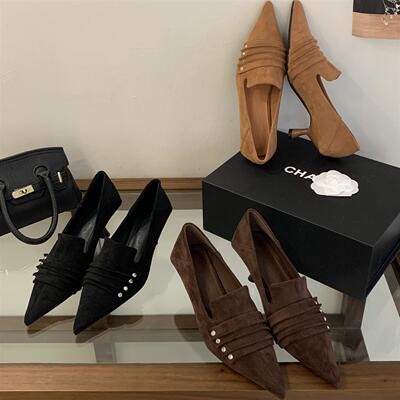 法式尖头单鞋高跟鞋细跟英伦风小皮鞋2025秋冬新款气质职业工作鞋