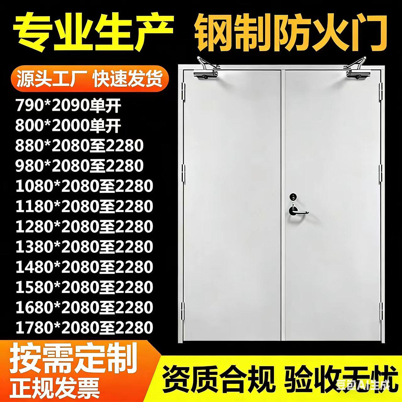 厂家直销钢质防火门甲乙丙级宾馆通道学校消防小区定制工程防