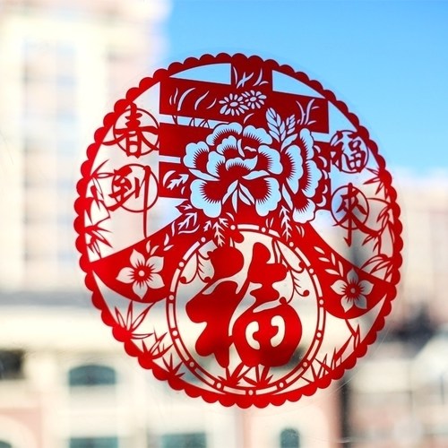 原创新年装饰静电贴彩色窗花