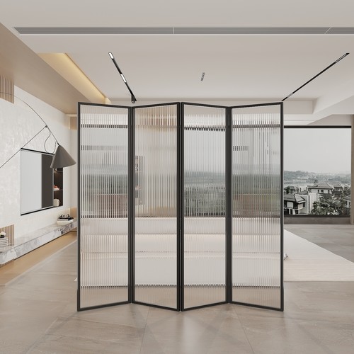 新型轻奢高级感客厅办公室玄关简易自装长虹玻璃折叠移动屏风隔断