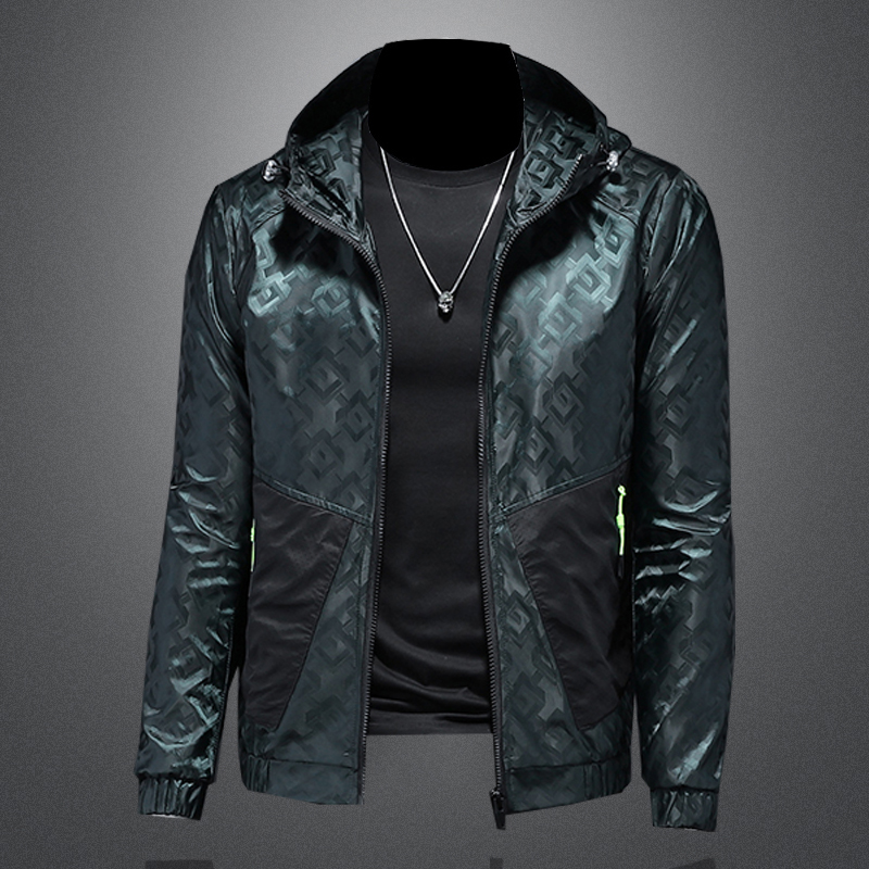 2024男装春季新款印花连帽夹克外套镂空图9907P165，男装夹克，电商D217