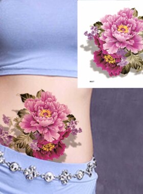 纹身贴防水女持久仿真图腾性感紫色花朵腹背腿拍照用纹身贴纸刺青