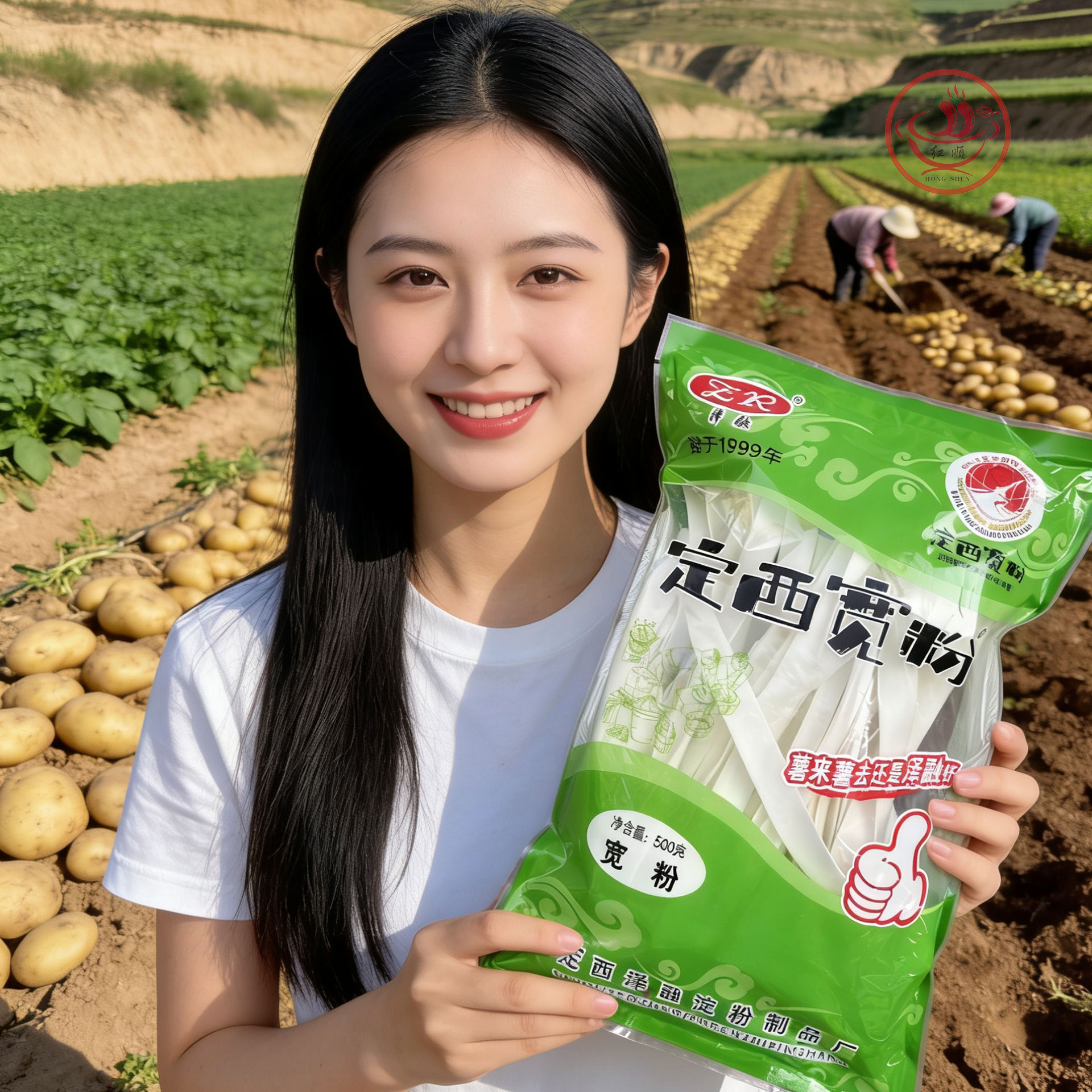 定西土豆粉手工纯洋芋粉条火锅粉甘肃农家马铃薯细粉麻辣烫宽粉