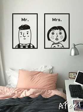 ins丑萌头像人物客厅卧室墙贴画