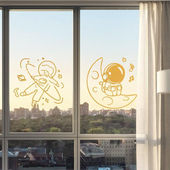 太空人创意个性 饰贴纸儿童房背景贴 墙贴漫游宇宙玻璃橱趣味窗户装