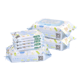 艾娜骑士 婴儿手口湿巾宝宝新生儿湿纸巾80抽*3+10抽*5湿巾纸包邮