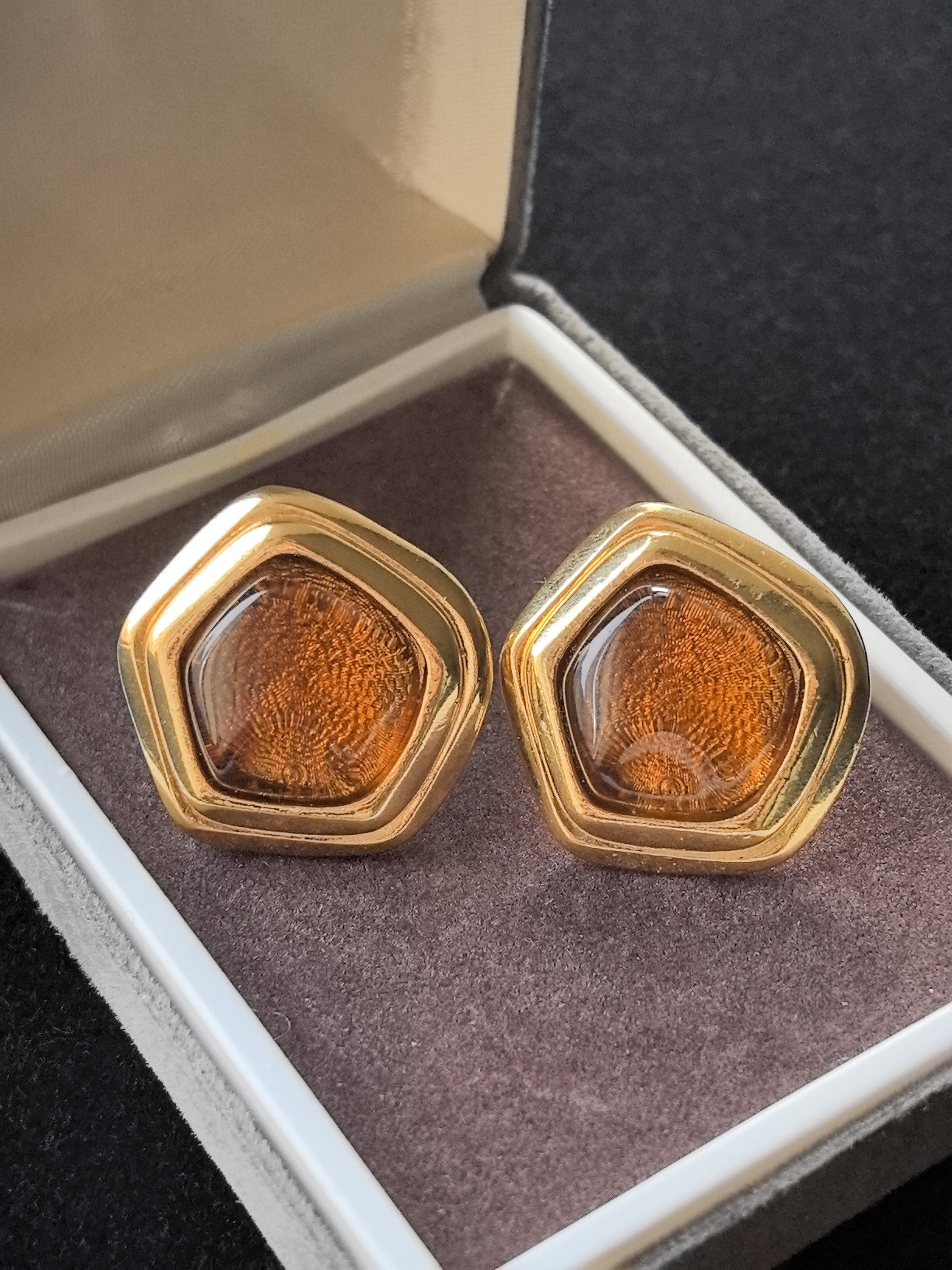 Avon琥珀色果冻耳夹书本款精致优雅中古Vintage孤品
