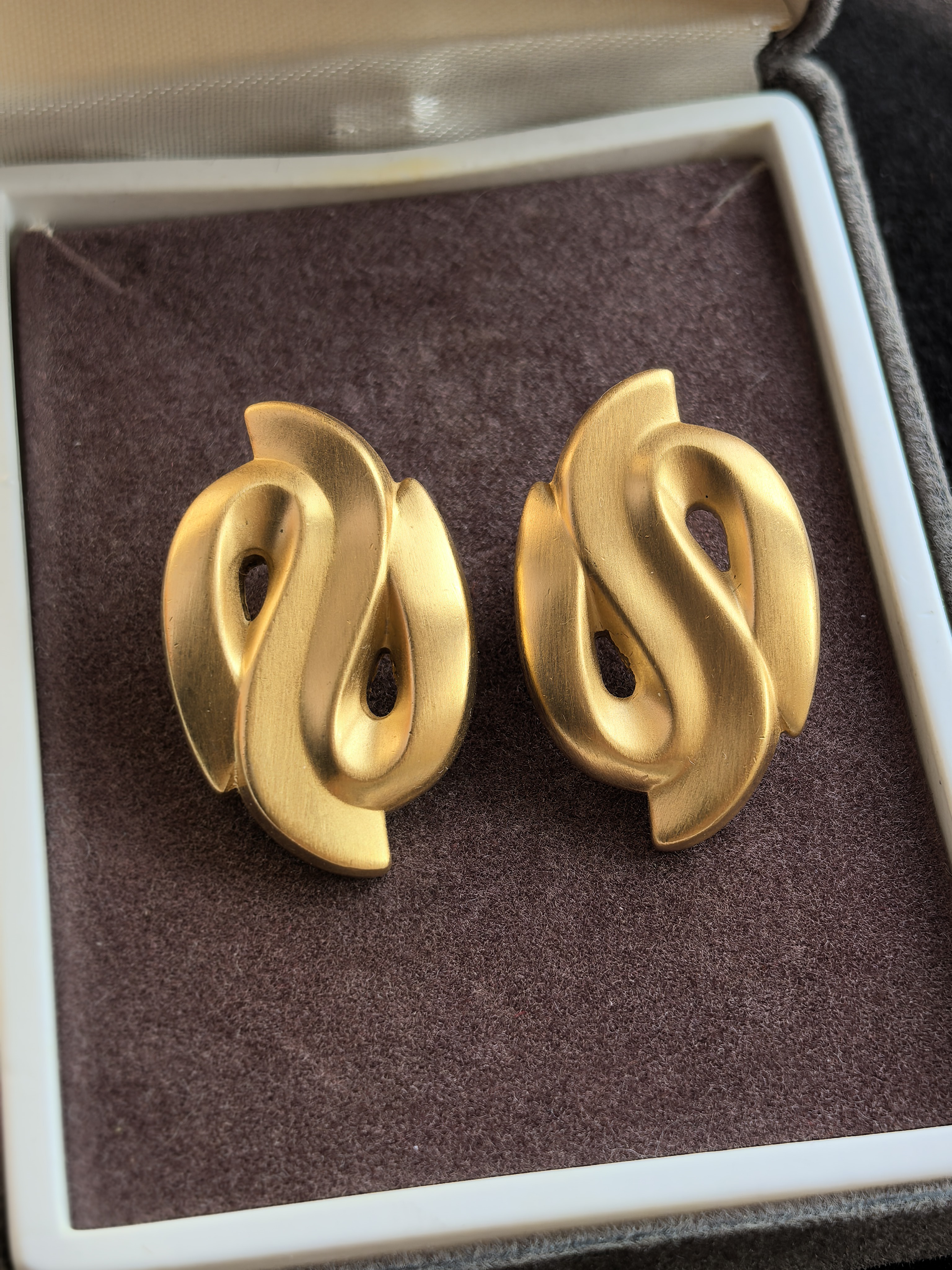 Monet雾金素金耳夹耳饰中古Vintage