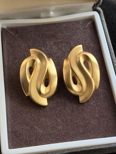 Monet雾金素金耳夹耳饰中古Vintage