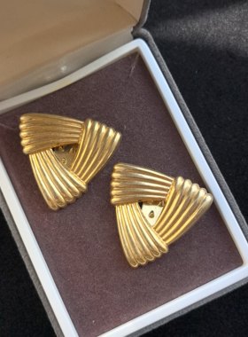 中古S.G.打标素金编织感鞋夹几何线条素金鞋夹