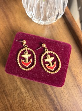Avon 素金船锚扫肩耳钉彩 中古Vintage