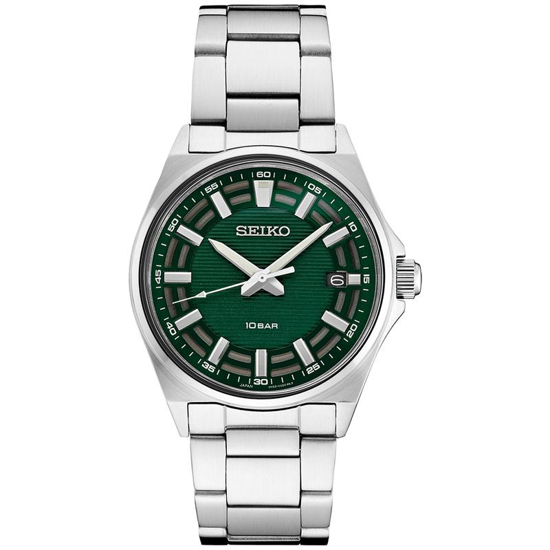 Seiko/精工赛车灵感绿盘不锈钢男表mm防水男士商务休闲腕表