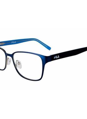 代购FILA女士眼镜架方形金属全框蓝色日常佩戴办公眼镜框
