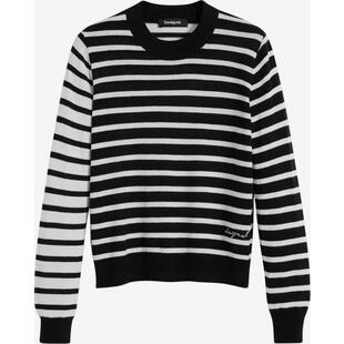 代购Desigual女士毛衣保暖舒适条纹长袖日常秋冬针织爆款简约