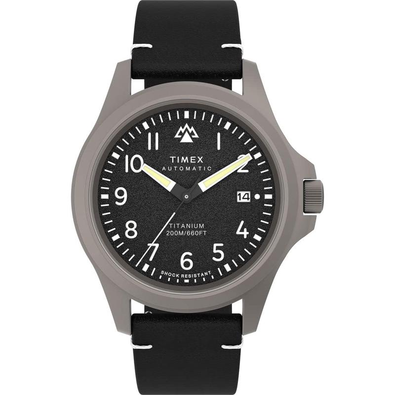 Timex/天美时男士钛合金自动机械表黑盘黑带防刮米防水