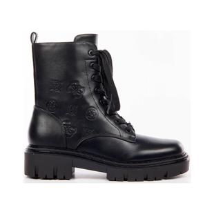代购 GUESS女士马丁靴防滑耐磨舒适轻便黑色系带厚底雕花休闲