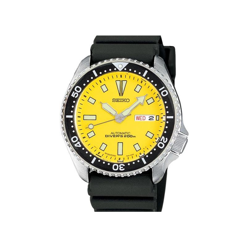 Seiko/精工海鸥潜水表mm自动机械橡胶带黄盘男款日韩潮流腕表
