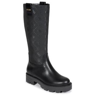 代购 GUESS女士长筒靴防滑耐磨舒适轻便黑色高筒系带粗跟日常穿搭