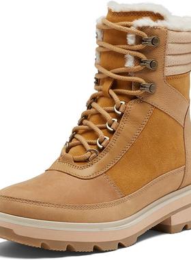 代购SOREL女士雪地靴防水保暖防滑轻便系带羊羔毛内里橡胶鞋底