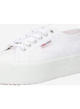 代购Superga女士帆布鞋透气轻便舒适耐磨白色圆头系带厚底