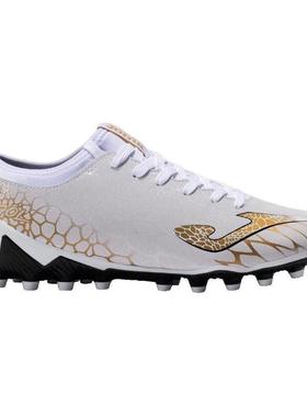 代购JOMA女士足球鞋防滑轻便透气耐磨白色金色图案合成材料钉鞋