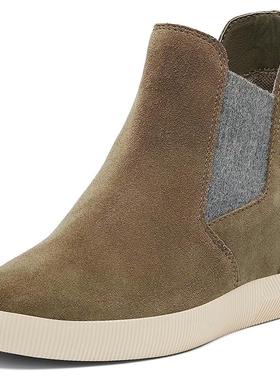 代购SOREL女士切尔西靴舒适轻便软底防滑无系带圆头侧边弹性布