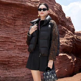 中老年妈妈短款羽绒服90白鸭绒保暖复古优雅羽绒服女2025新