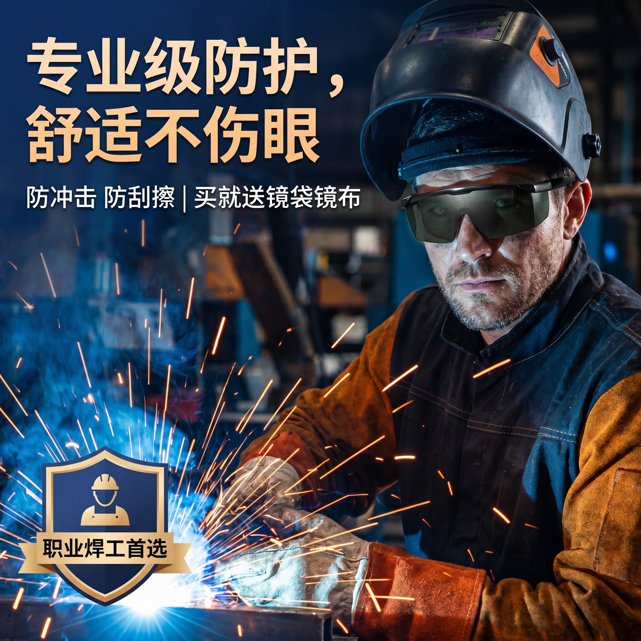 眼睛防护镜电焊工专用工业强光紫外线电弧焊接防打眼劳保男护目镜