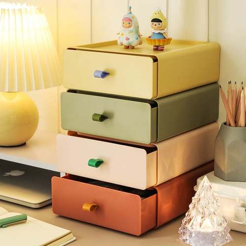 抽屉式桌面收纳盒办公室文件整理学生书桌上置物架储物杂物箱柜