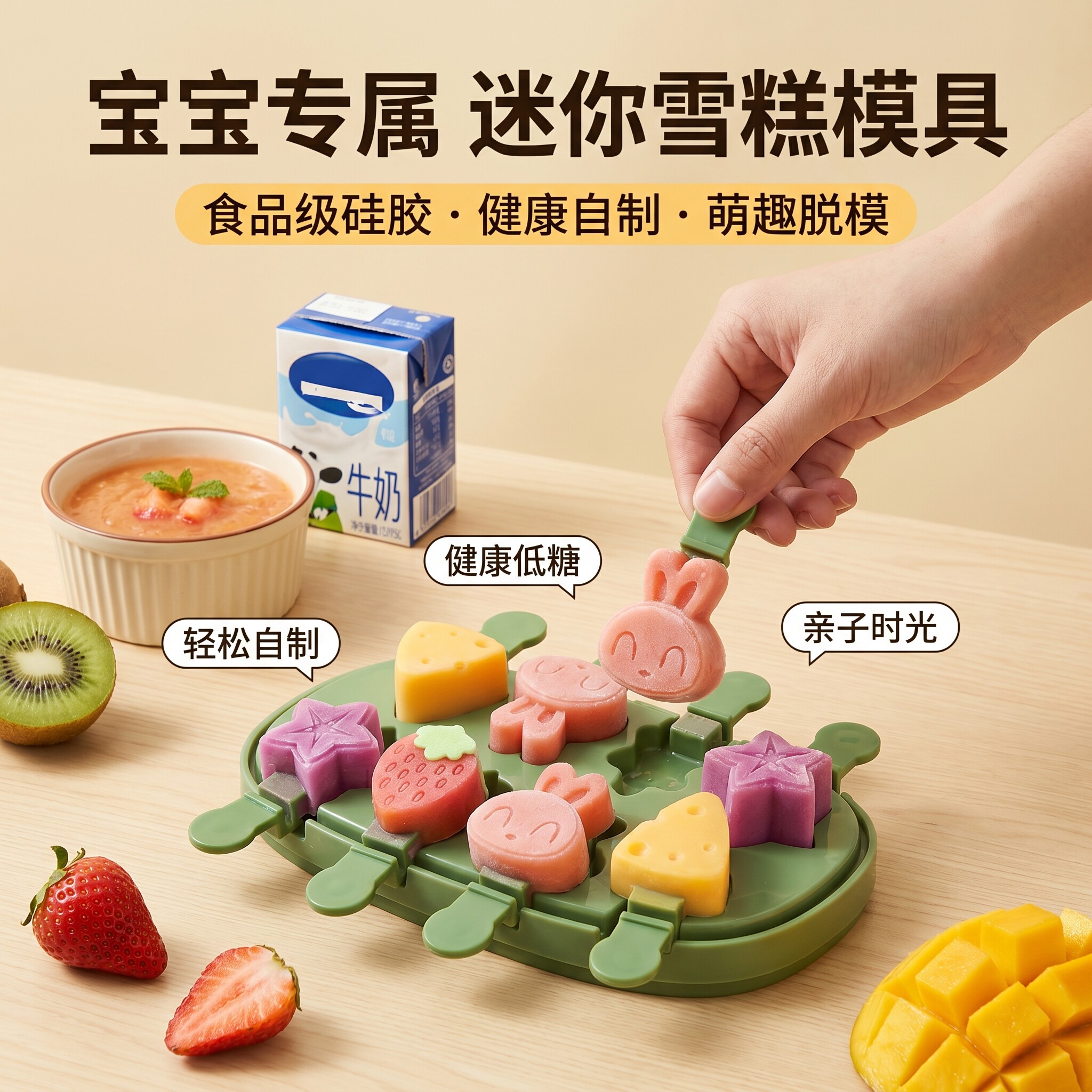 雪糕模具食品级软硅胶家用专用儿童自制冰淇淋奶酪棒冰糕易脱模