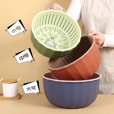 2025新款双层洗菜盆沥水篮厨房特大号圆形洗菜篮家用淘米漏盆菜篮